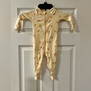 Hanna Andersson Yellow Duck Print Romper 6-12 Months